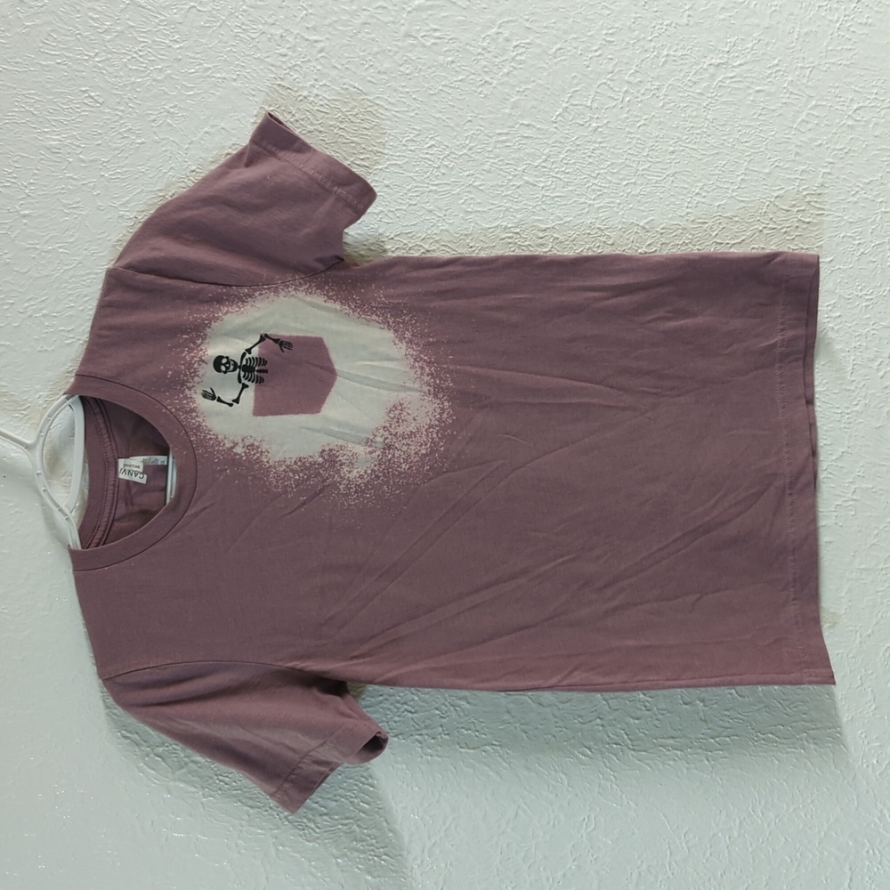 Custom made one of a kind skeleton bleach pocket tee